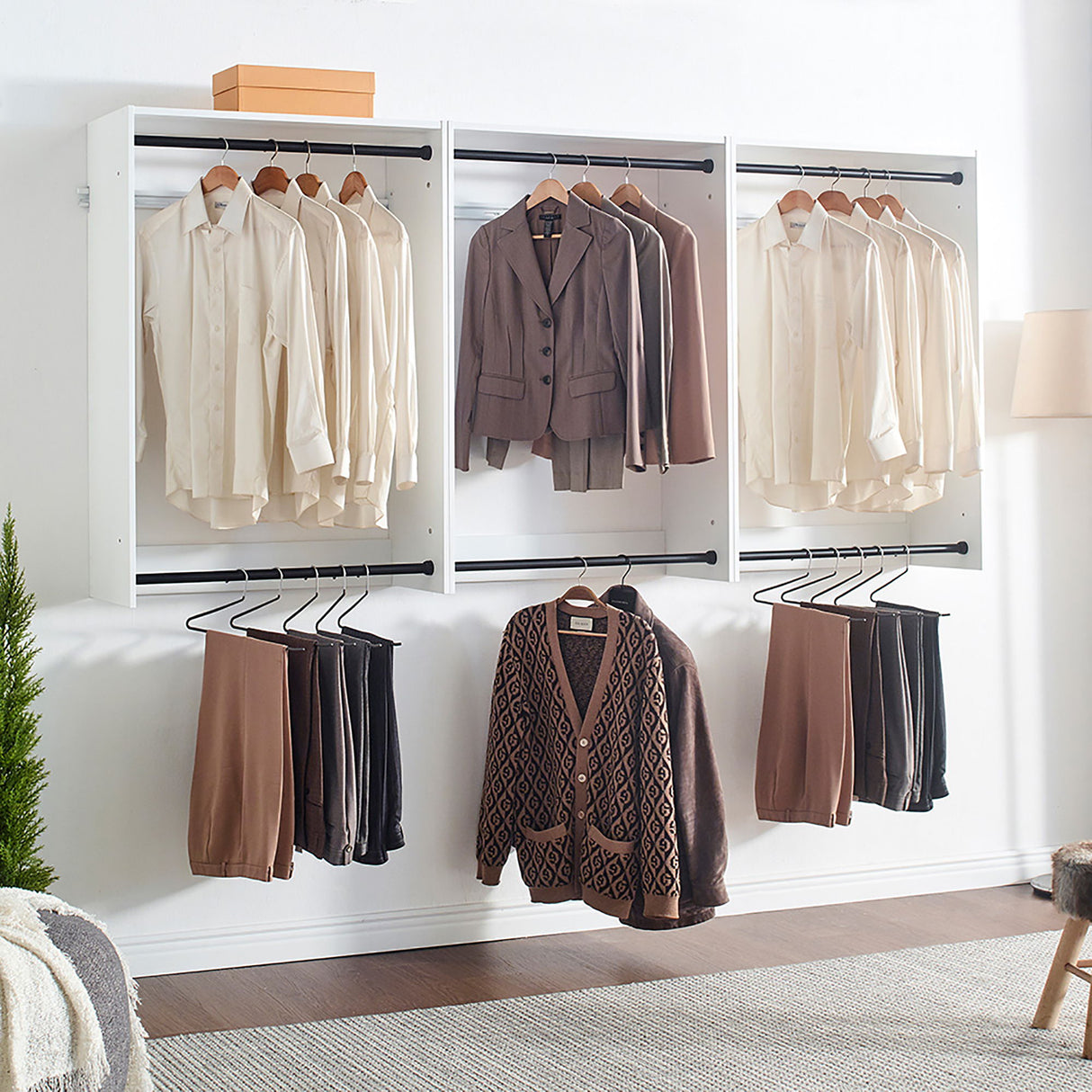 Devi - Wall Mounted Wood Closet System, Modular Units