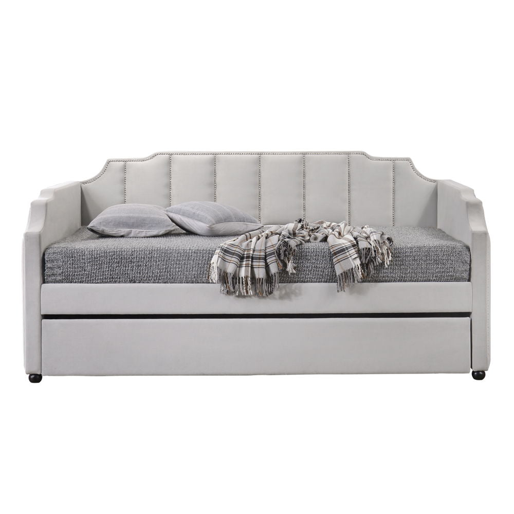 Peridot - Twin Daybed With Trundle - Dove Gray Velvet