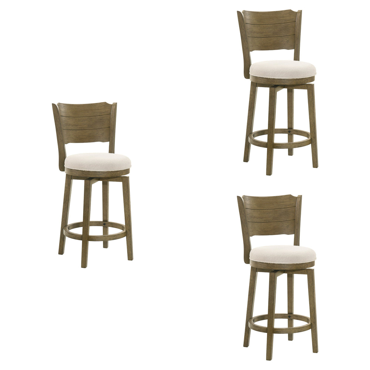 Winsley - Coastal Modern Swivel Wood Counter Height Kitchen Bar Stool