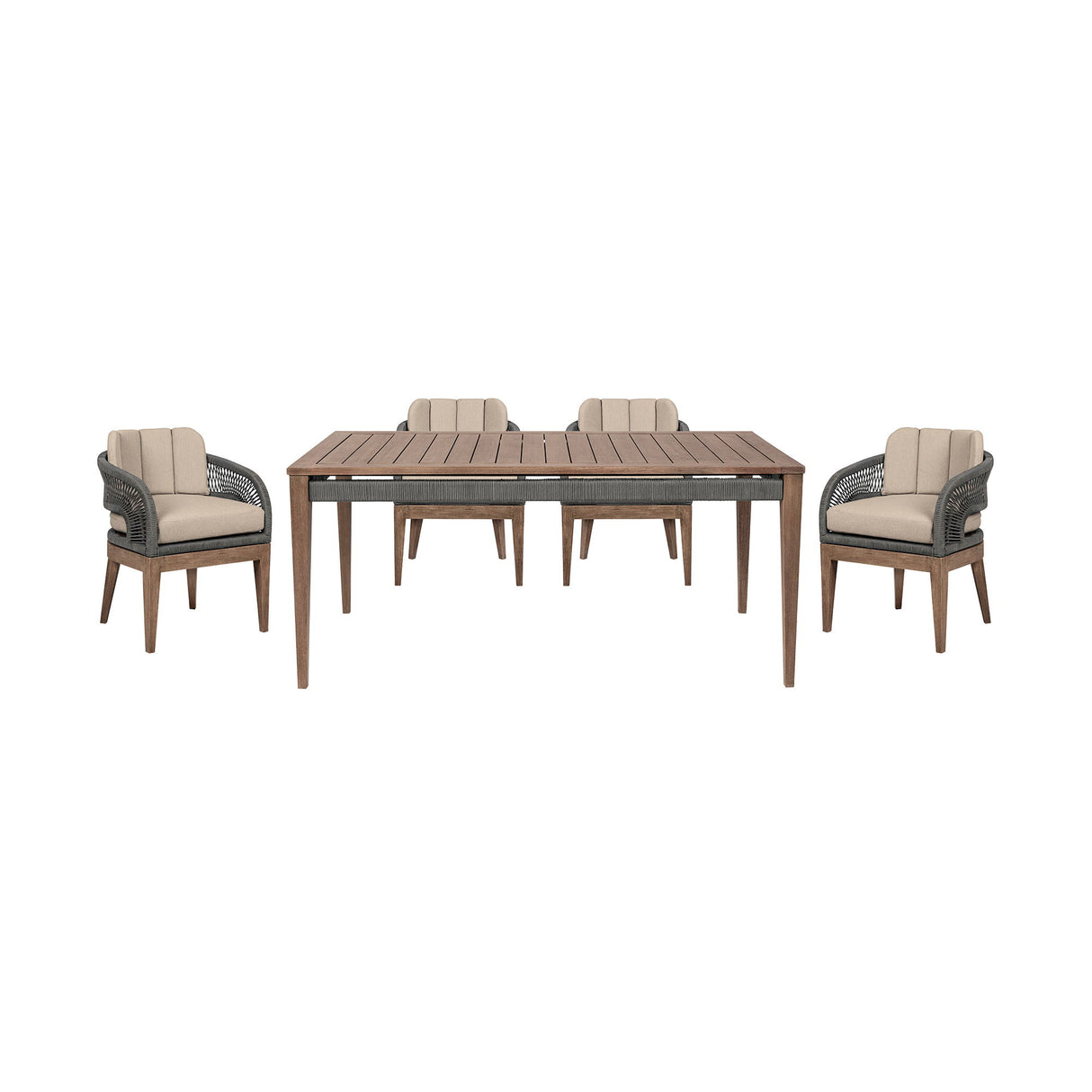 Orbit - 5 Piece Outdoor Patio Dining Set - Weathered Eucalyptus / Taupe