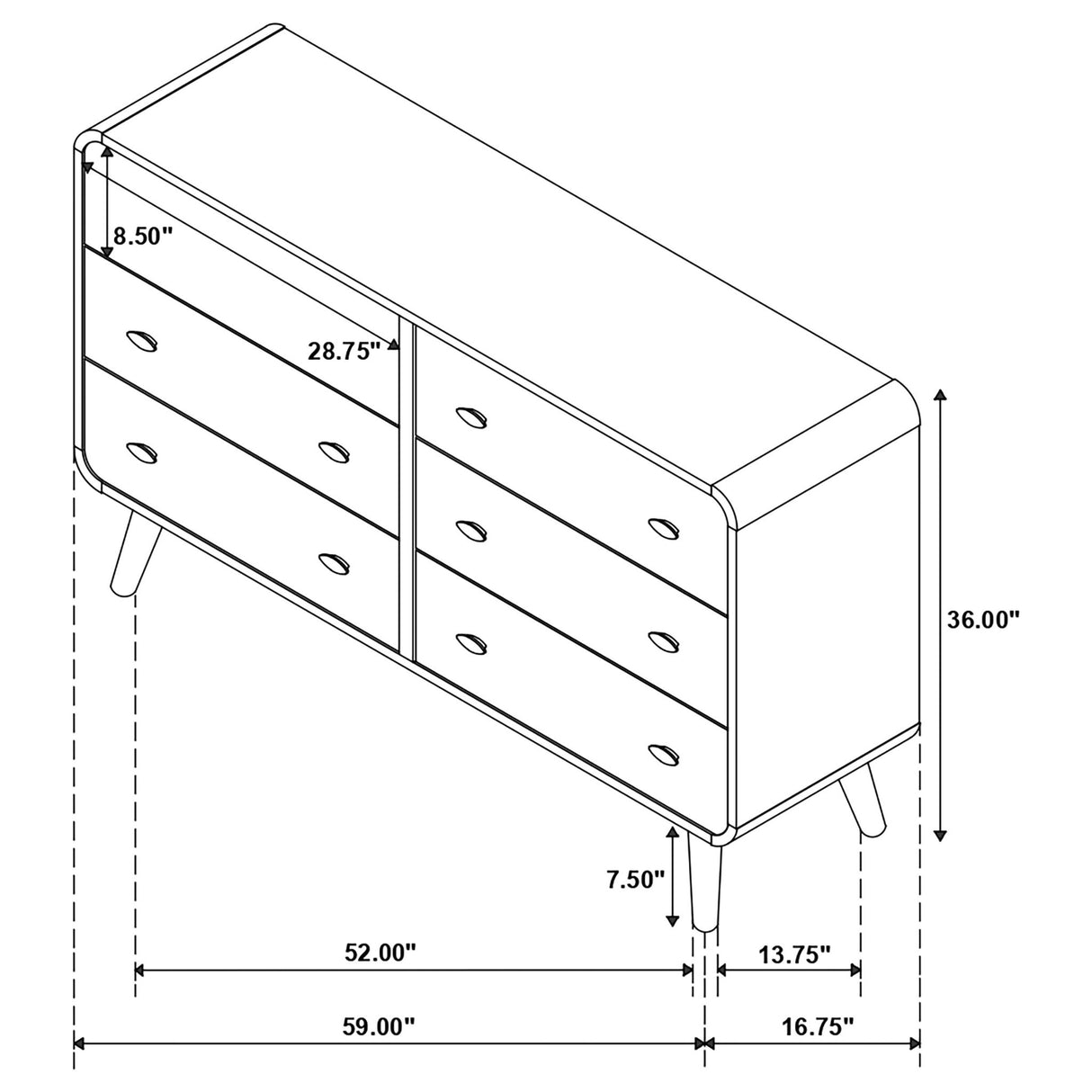 Winston - 6 Drawer Bedroom Dresser