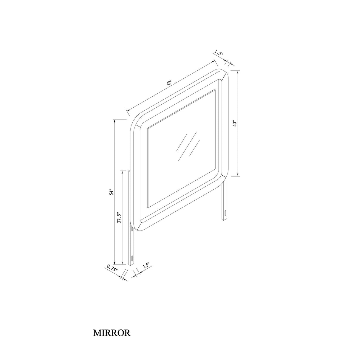 Beverly - Large Scale Wall Mirror For Dresser, Rounded Edges - Black White