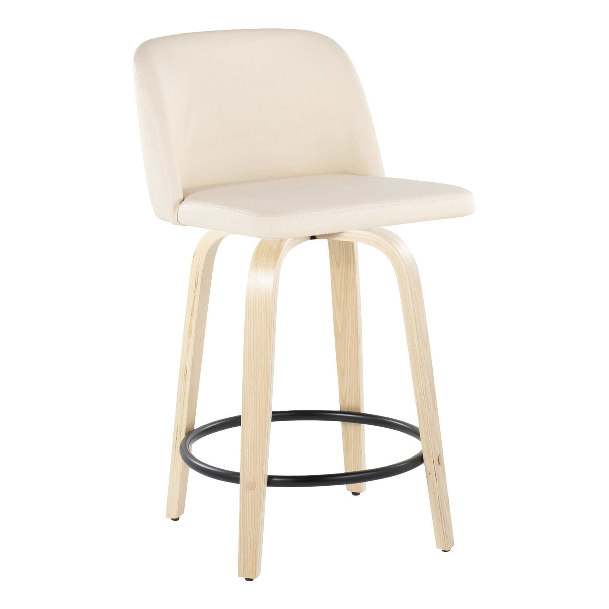 Toriano - 24" Fixed-Height Counter Stool (Set of 2) - Natural & Black Round Base