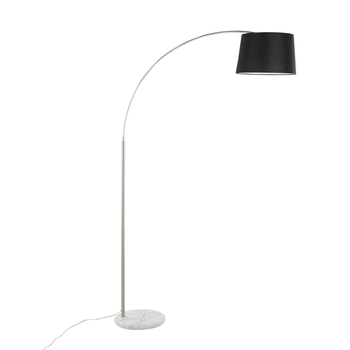 Salon - March Floor Lamp - White Marble And Nickel With Black Linen Shade