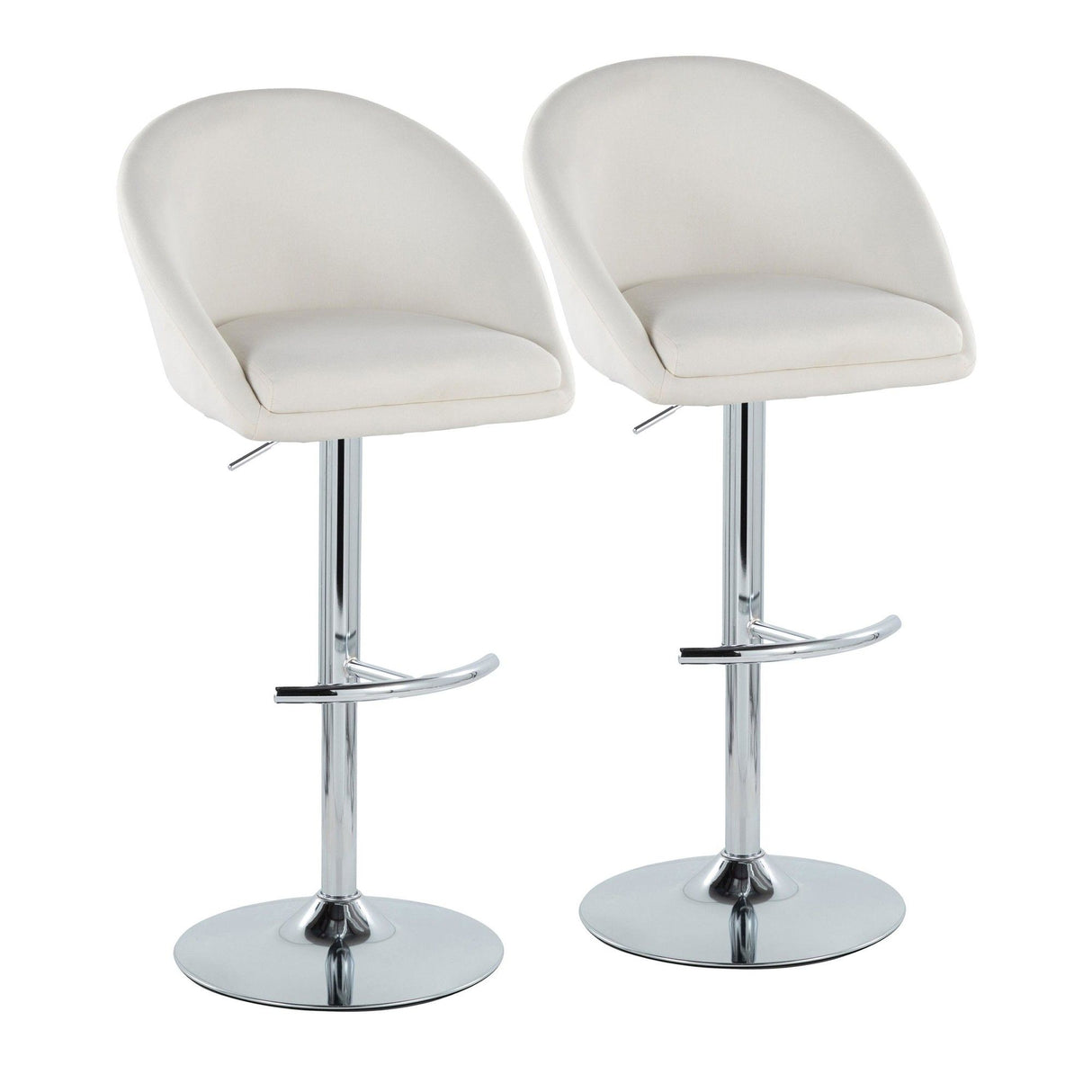 Matisse - Highback Adjustable Barstool With Rounded T Footrest (Set of 2) - Chrome Metal