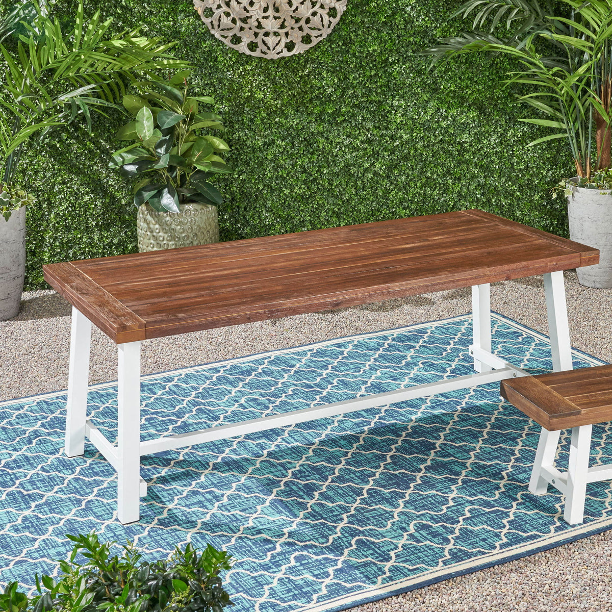 Equilibrium - Outdoor Dining Table With Wooden Frame And Slat Top