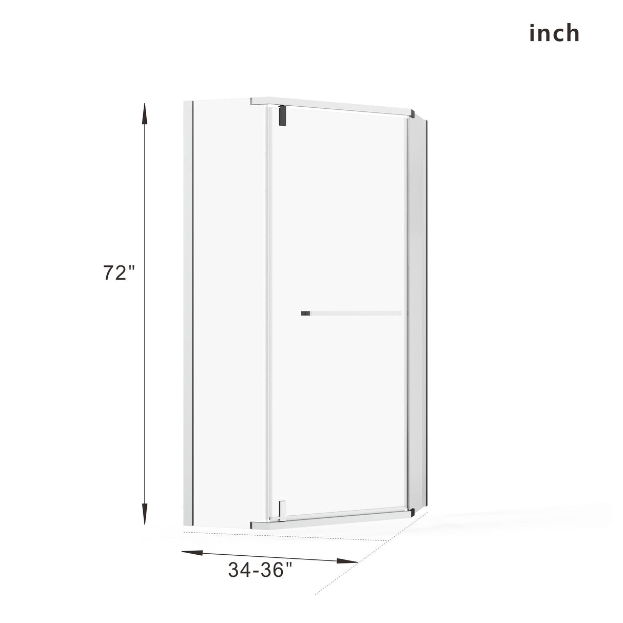 Durable Hardware Neo Angle Frameless Shower Door With Acrylic Base Combo