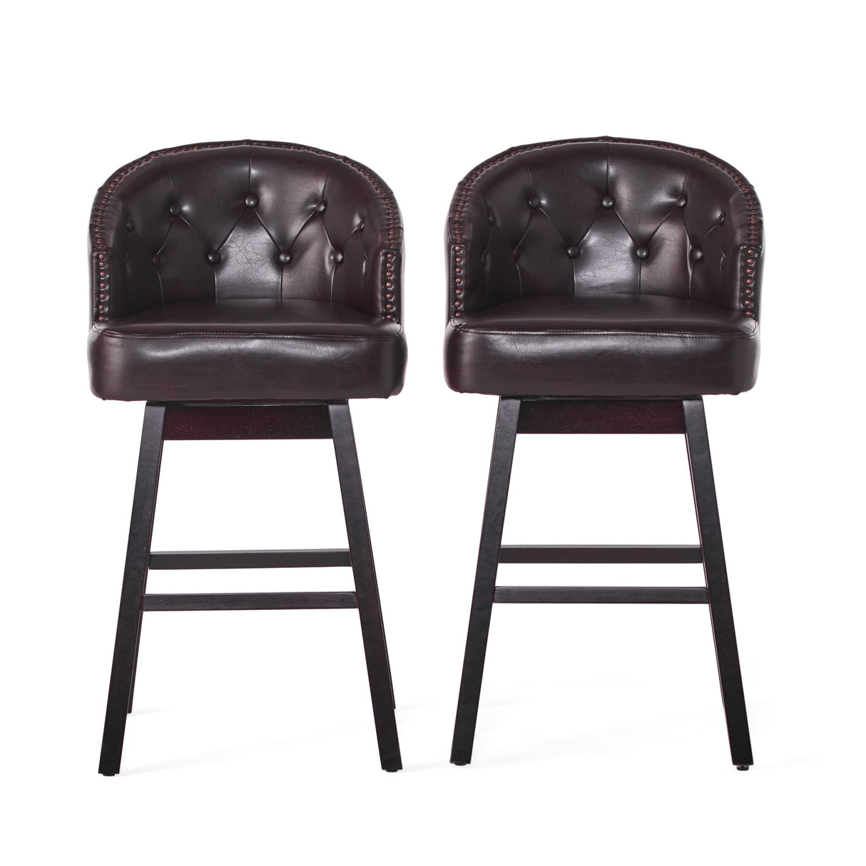 360 Degree Swivel Bar Stool With Stunning Nailhead Trim (Set of 2)