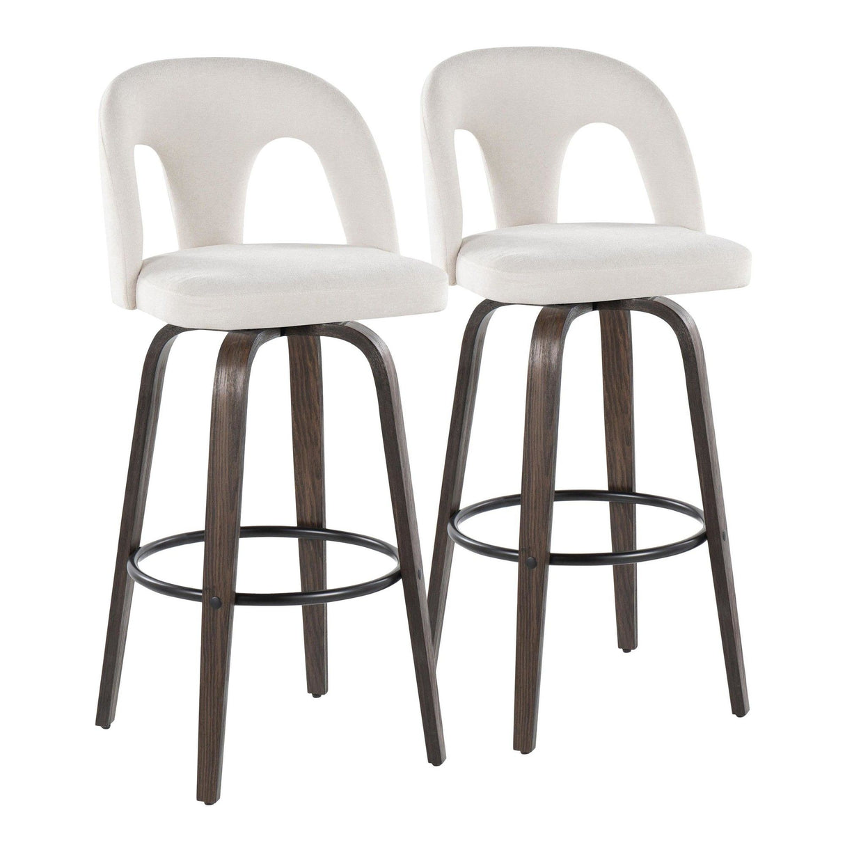 Ava - Upholstered Fixed-Height Barstool (Set of 2) - Walnut Glazed Wood Base