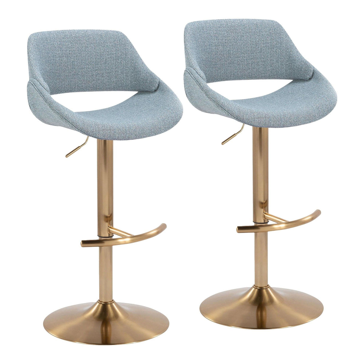 Fabrizzi - Adjustable Barstool With Swivel And Rounded T Footrest (Set of 2) - Gold Metal