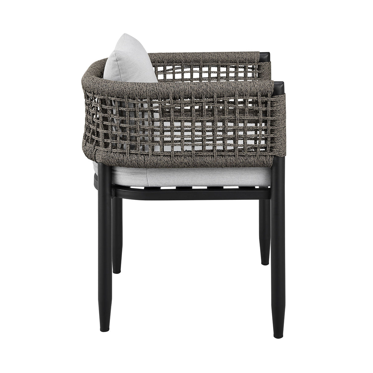Alegria - Outdoor Patio Dining Chair In Aluminum With Gray Rope And Cushions - (Set Of 2)