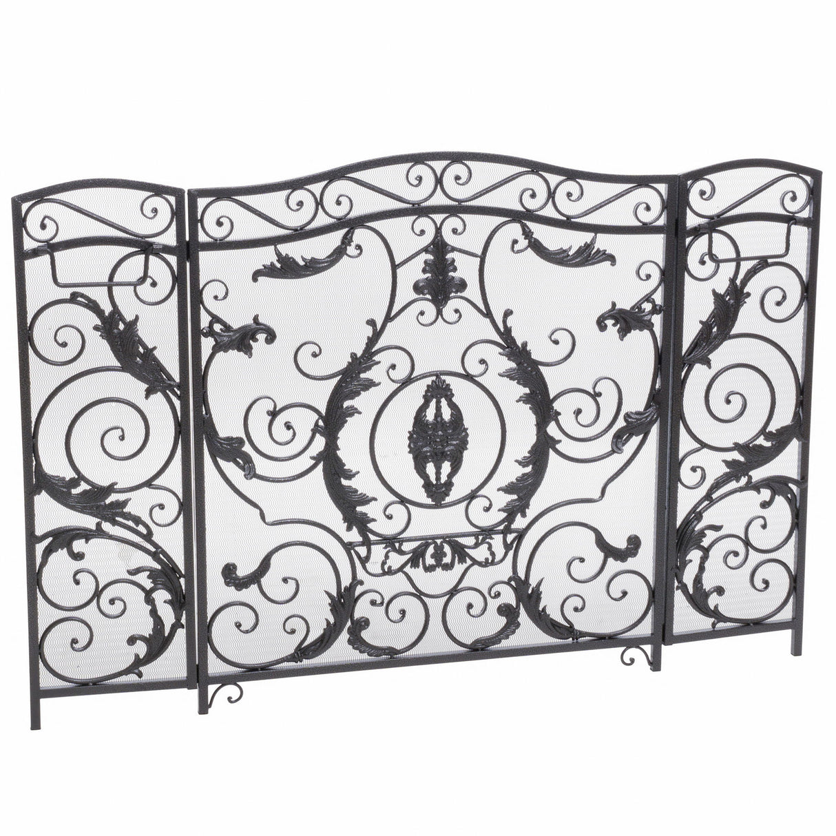 Mariella - Traditional Floral Iron Fireplace Screen With Ornate Design