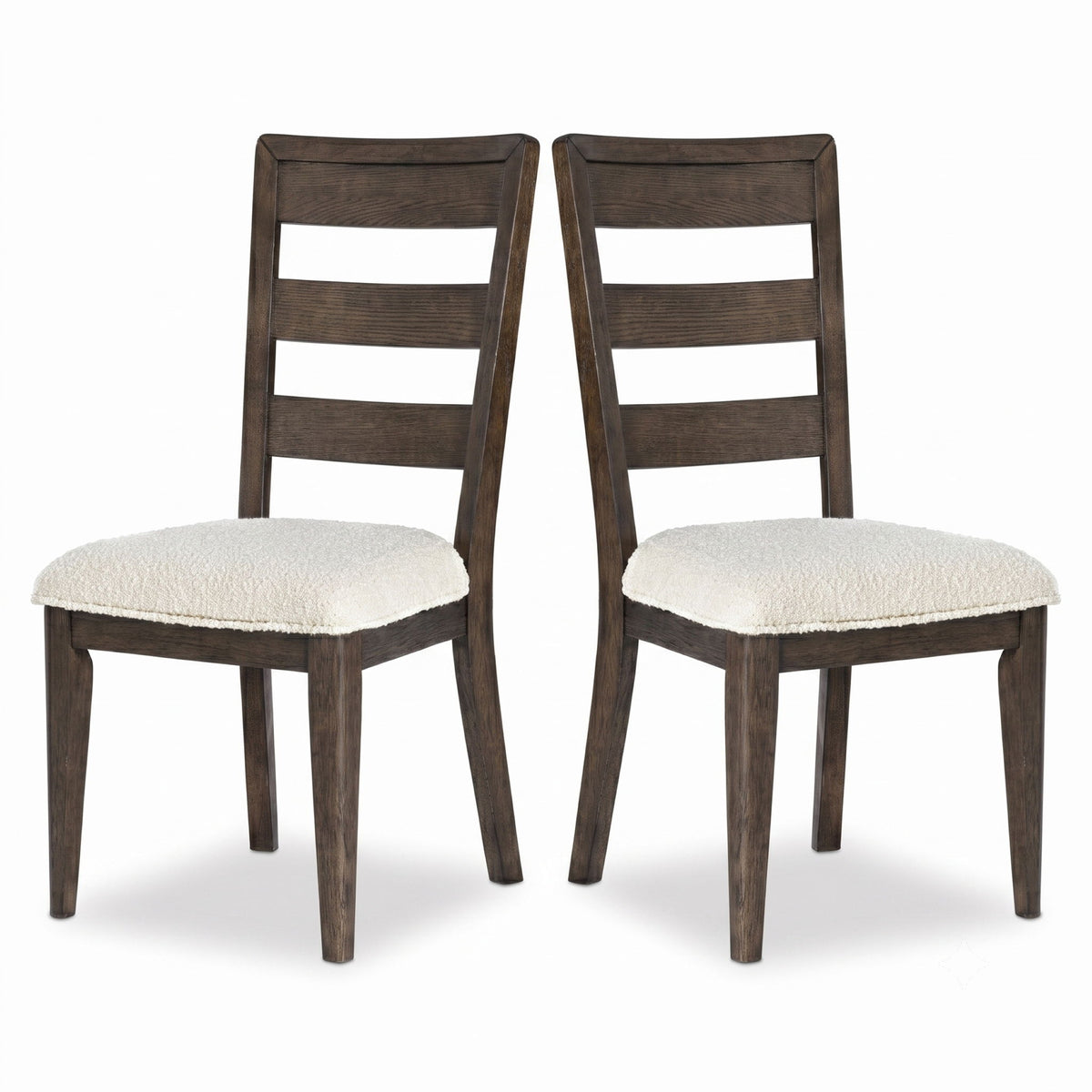 Upholstered Dining Chair With Ladder Back Design (Set of 2) - Dark Oak