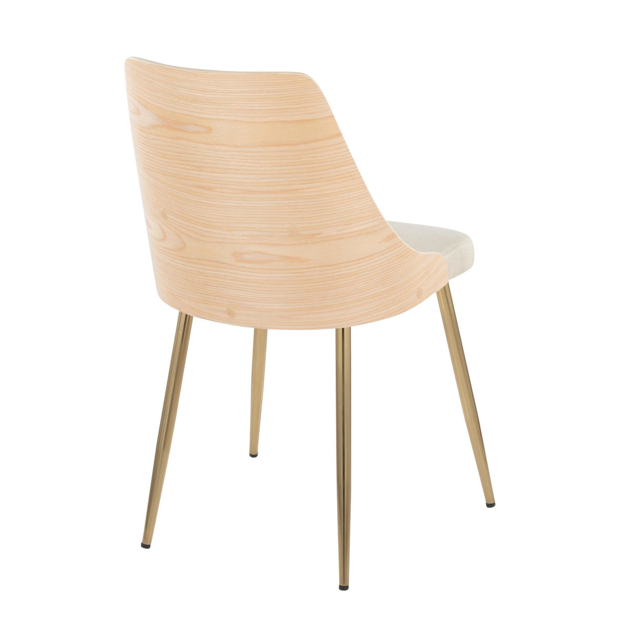 Anabelle - Dining / Accent Chair (Set of 2) - Gold Metal, Natural Wood