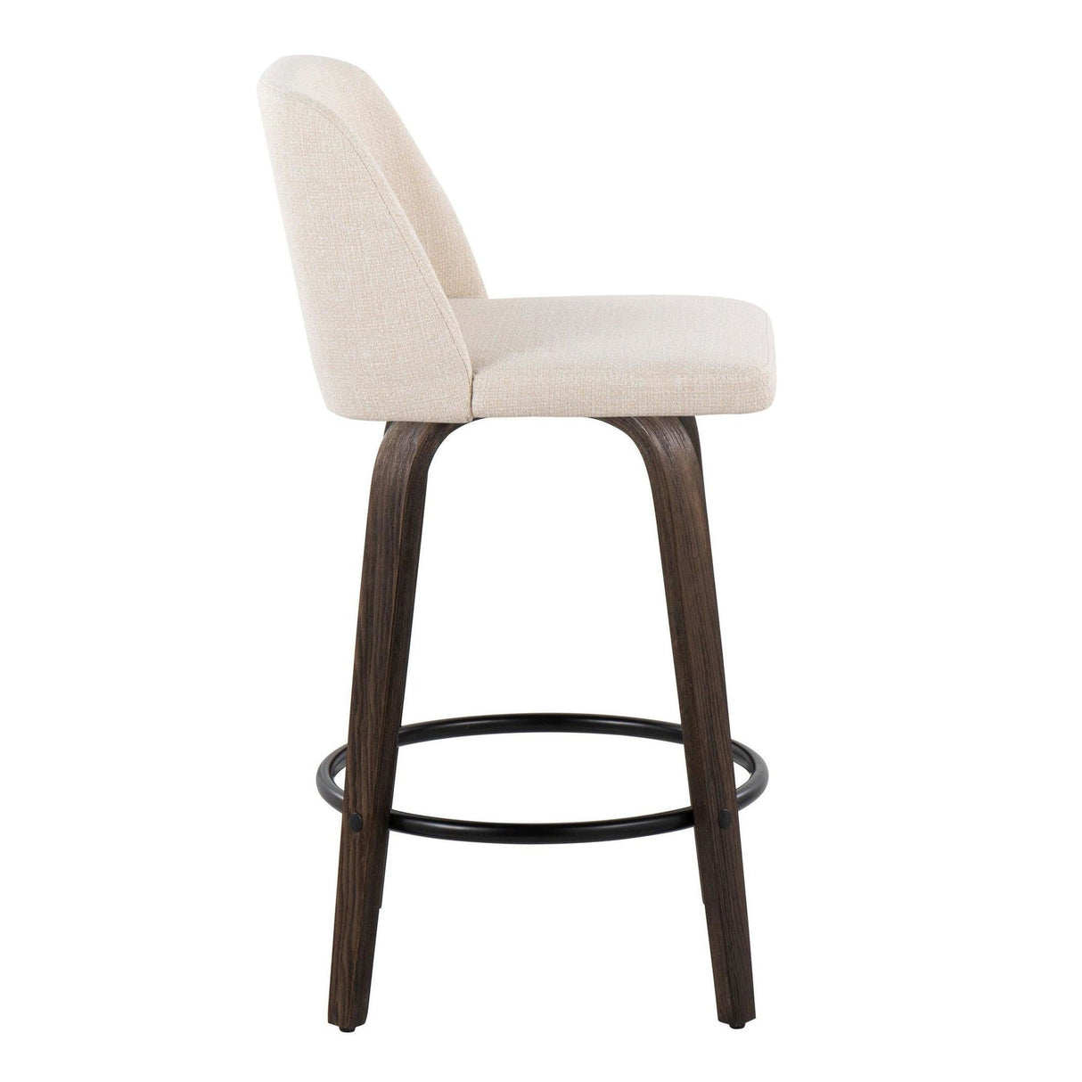 Toriano - 26" Fixed-Height Counter Stool (Set of 2) - Walnut & Black Base