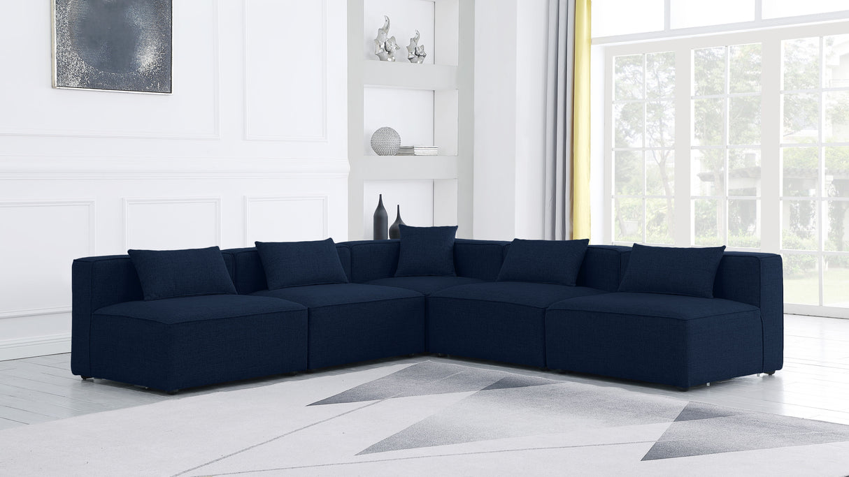 Cube - Linen 5 Piece Modular Corner Armless Sectional