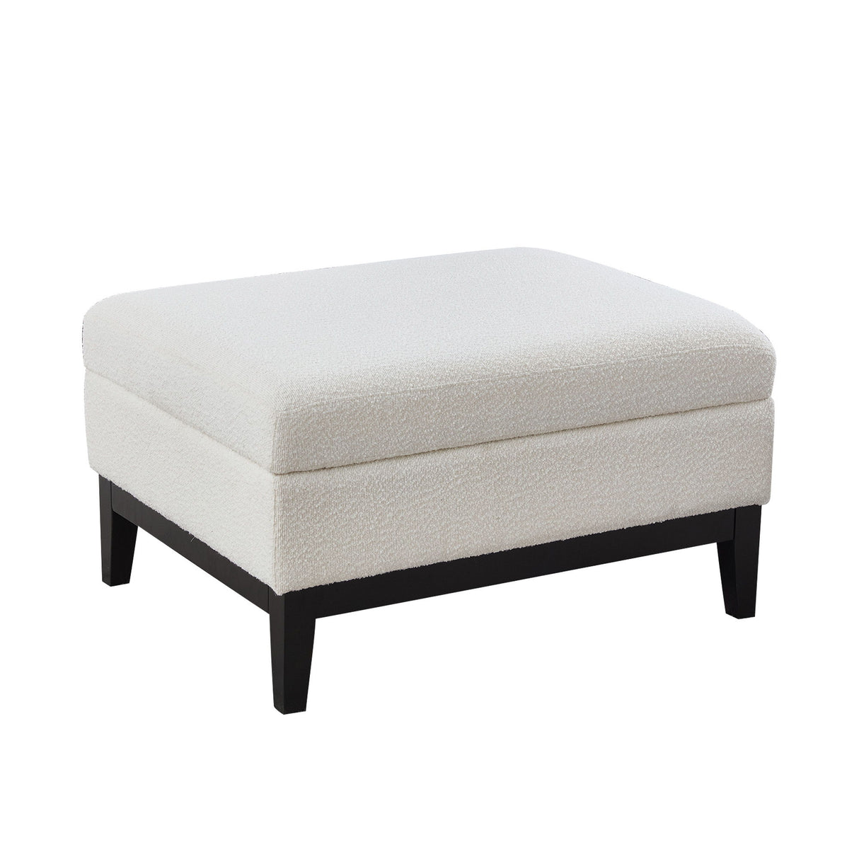 Upholstered Storage Ottoman With Reversible Lid Coffee Table With Rubberwood Legs