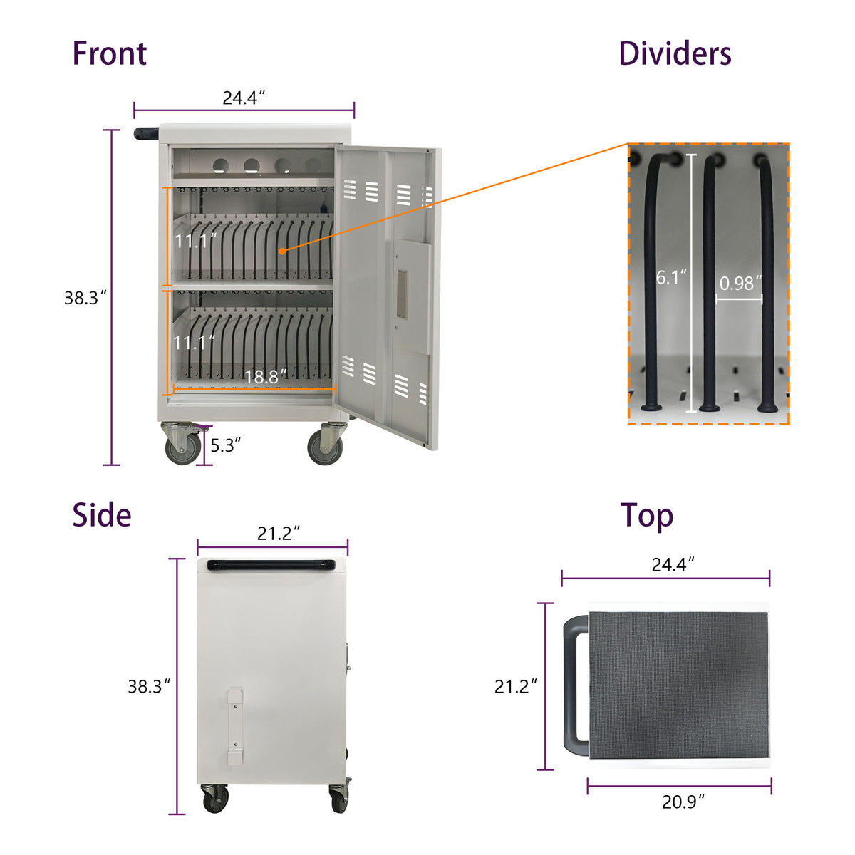 Mobile Charging Cart And Cabinet For Tablets Laptops 30 Device With Combination Lock