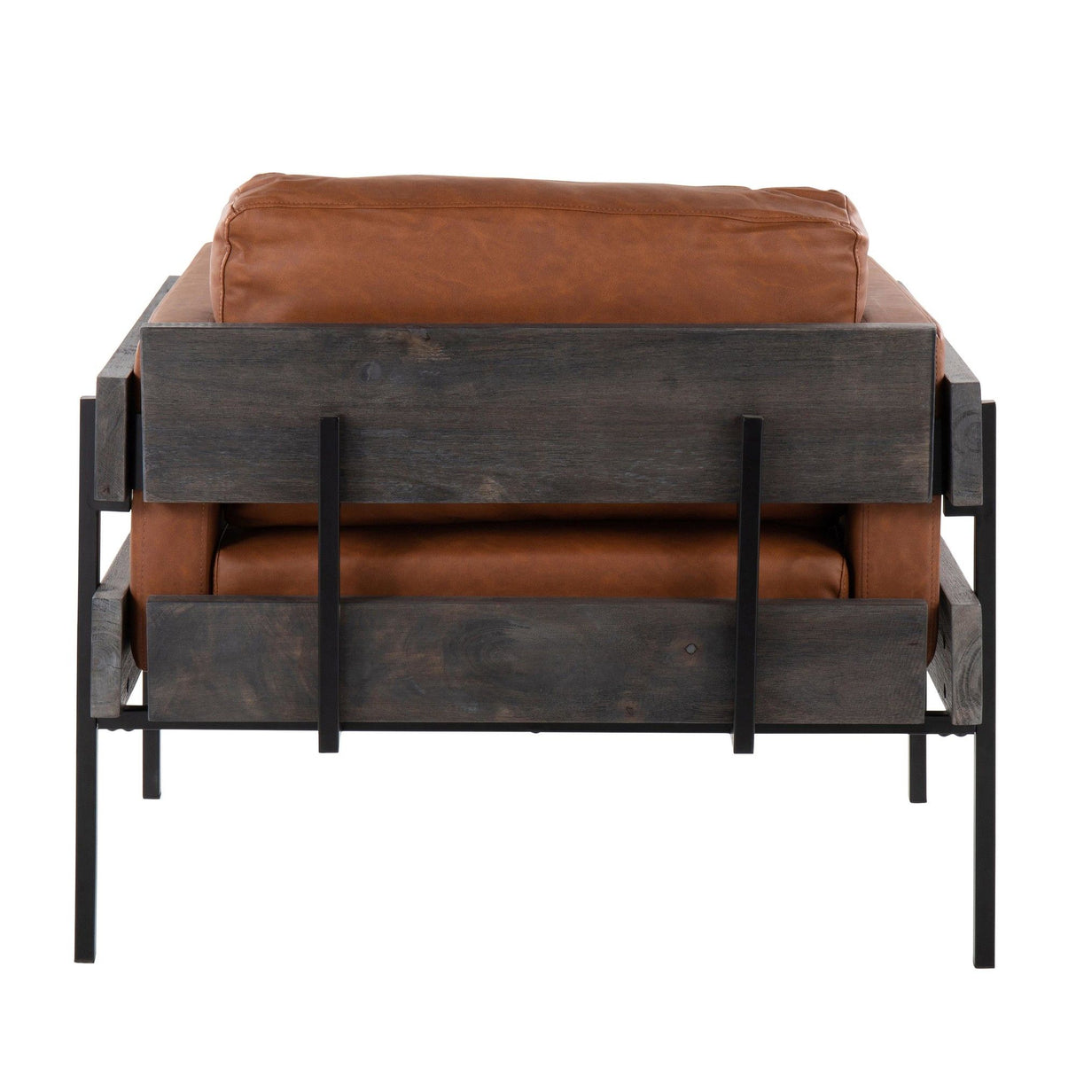 Kari - Farmhouse Accent Chair - Black Metal, Gray Wood