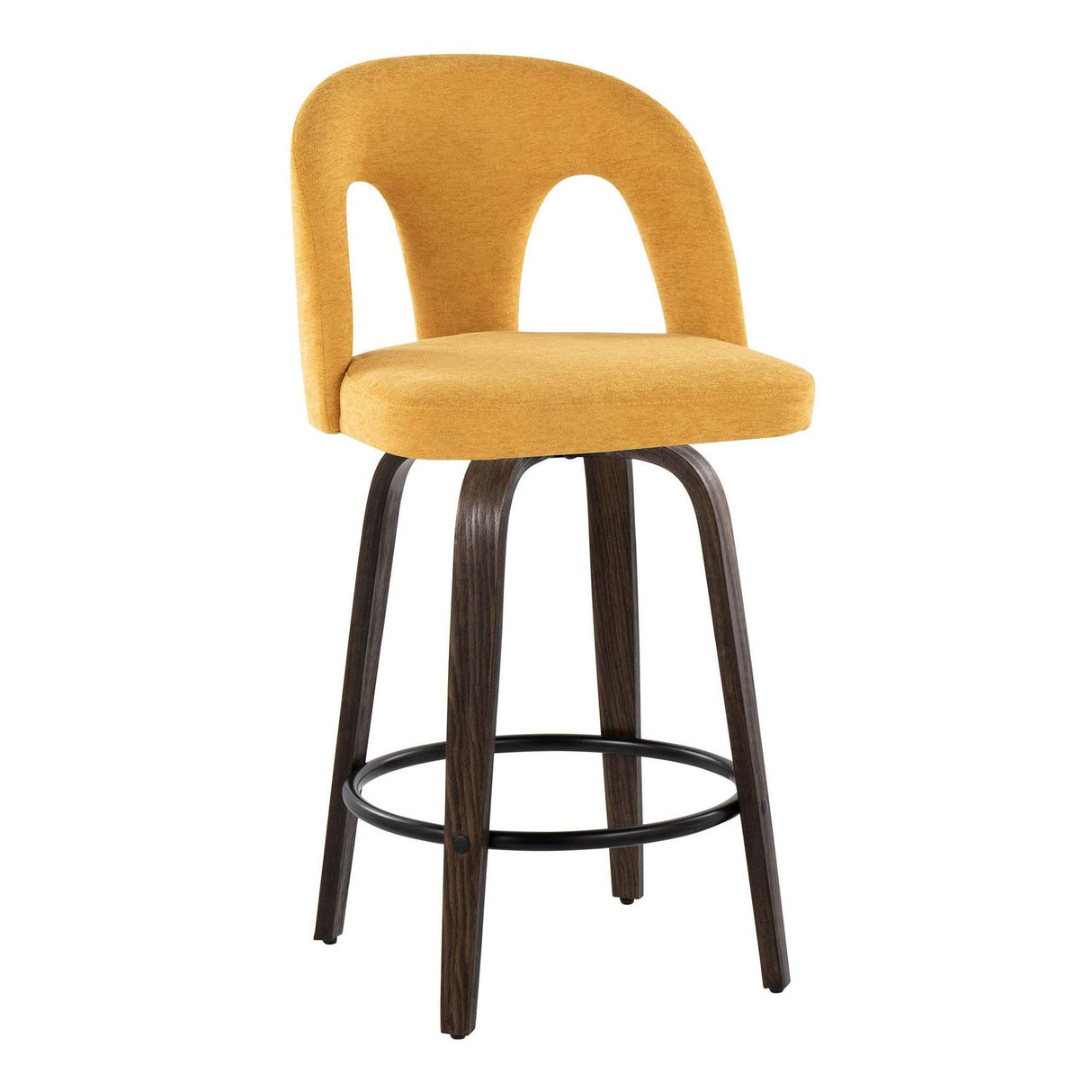 Ava - Upholstered Fixed-Height Barstool (Set of 2) - Walnut Glazed Wood Base