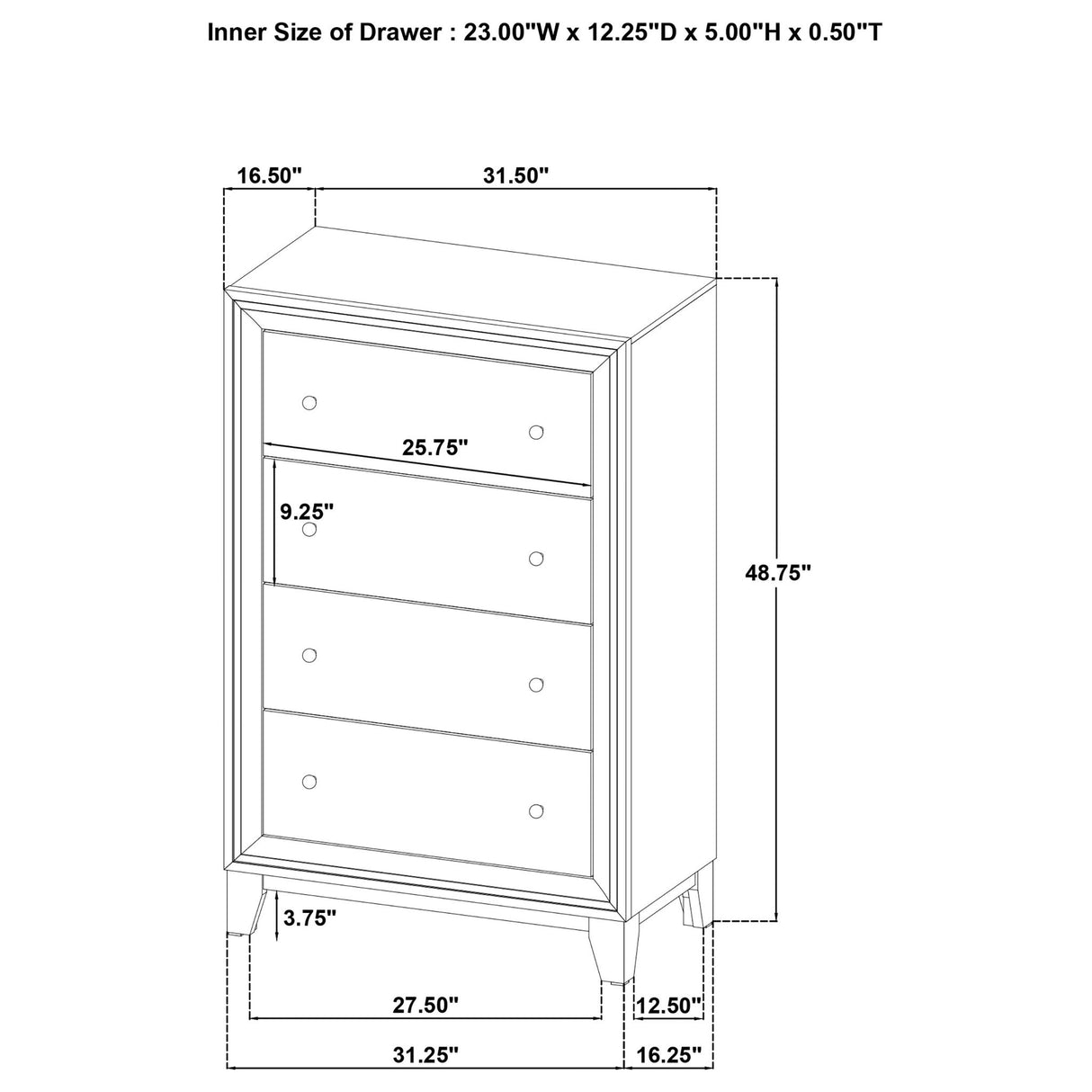 Anza - 4 Drawer Chest Storage Solution - Walnut