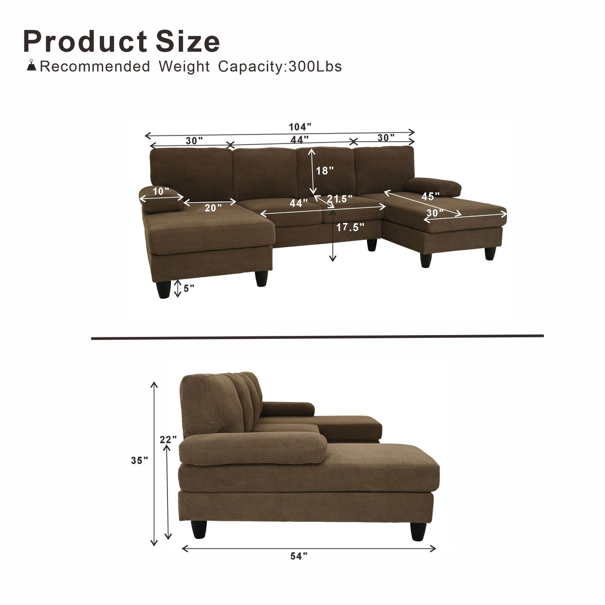 U-Shaped Sofa With Dual Chaise