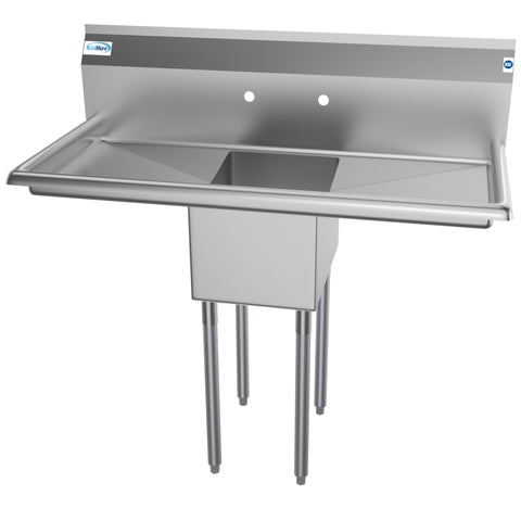 44 in. One Compartment Stainless Steel Commercial Sink with 2 Drainboards, Bowl Size 12"x 16"x 10" SA121610-16B3.