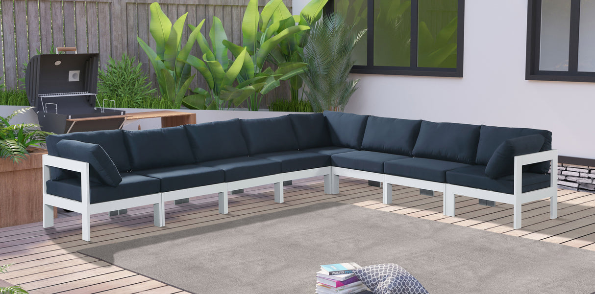 Nizuc - Outdoor Patio 8 Piece Modular Sectional With White Frame