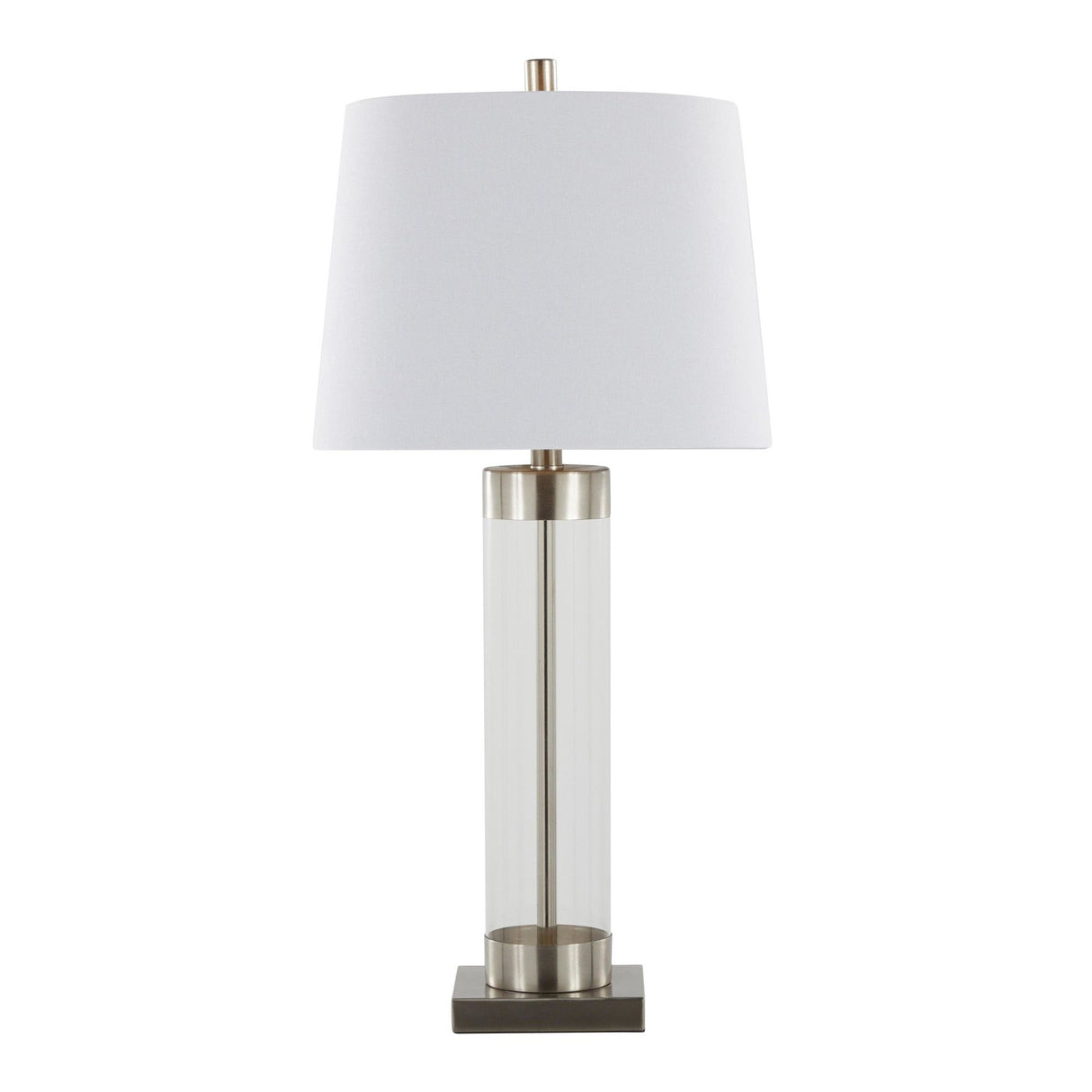 Glacier - 30" Table Lamp (Set of 2) - Clear Glass And Brushed Nickel With White Linen Shade
