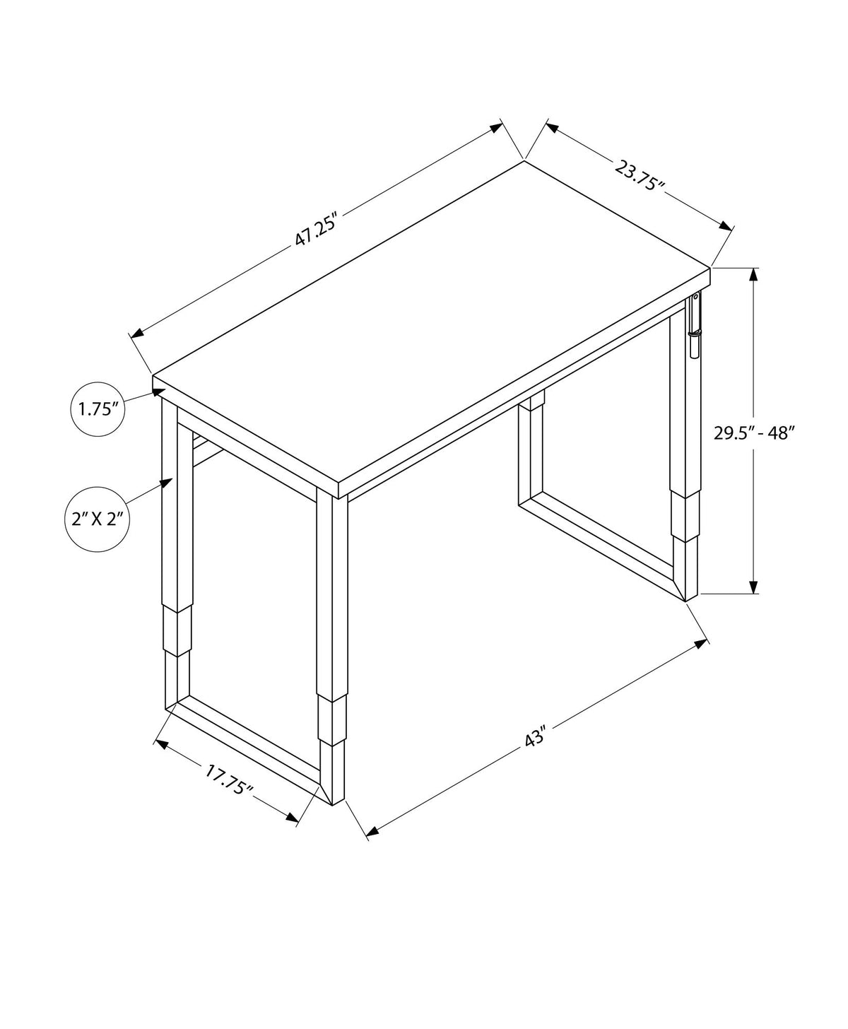 Computer Desk, Home Office, Standing, Adjustable, Laptop, Contemporary & Modern - Gray