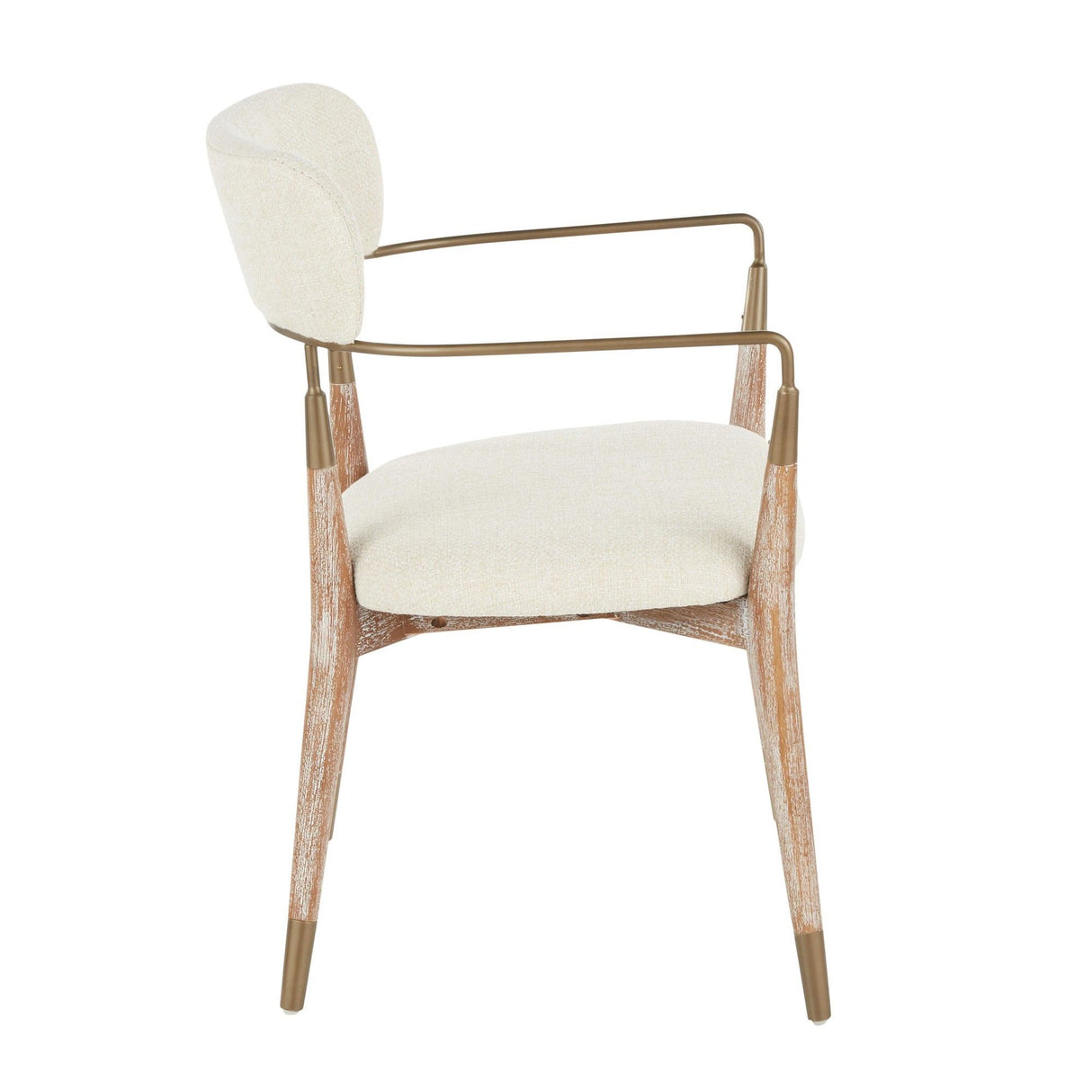 Savannah - Chair (Set of 2) - White Washed Wood And Cream Noise Fabric With Copper Accent