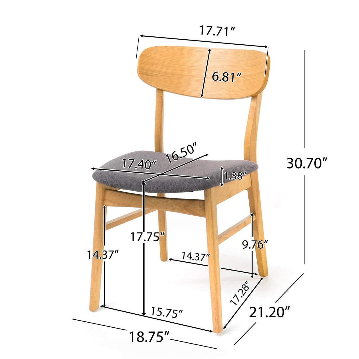 Dining Chairs With Cushioned Seat (Set of 2)