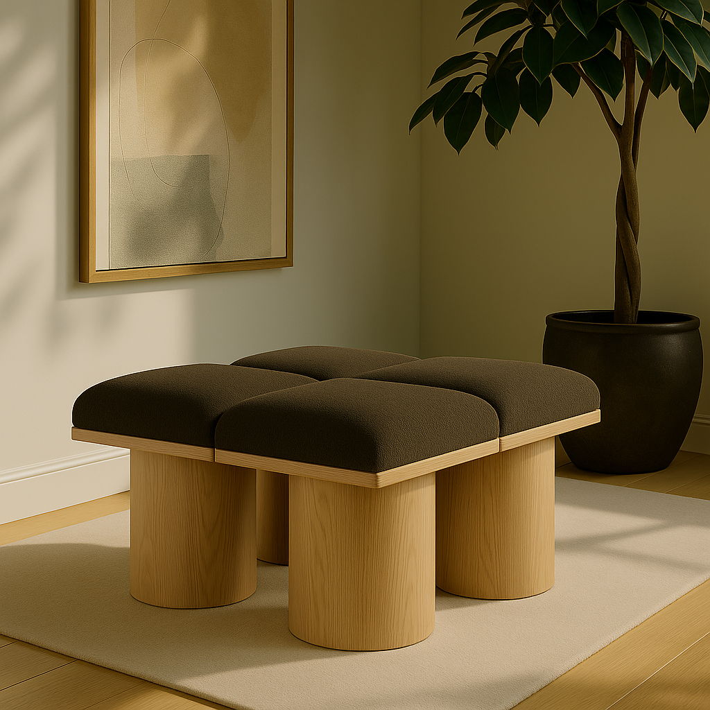 Pavilion - 4 Piece Modular Bench With Natural Base