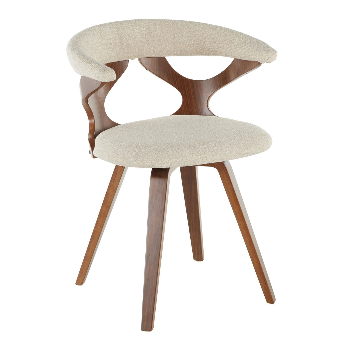 Gardenia - Dining / Accent Chair With Swivel - Walnut And Cream Fabric