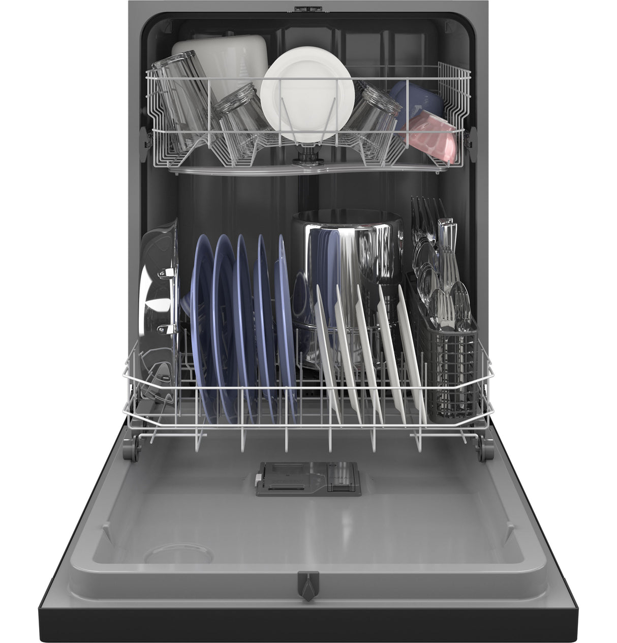 GE GDF510PGRBB 24 in. Front Control Flush-Mount Dishwasher with 59 dBa Sound Level, Dry Boost & Pocket Handle - Black