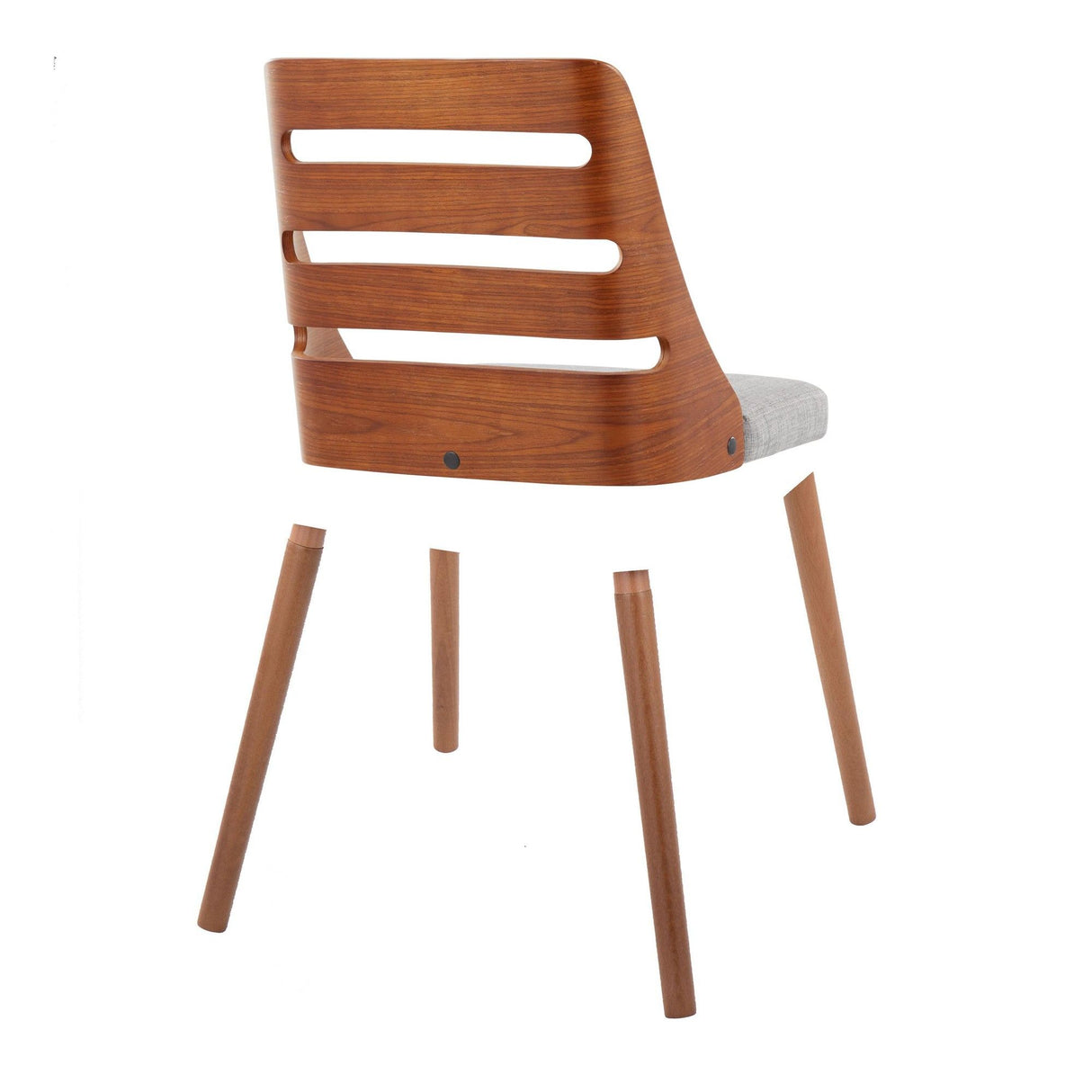 Trevi - Mid-Century Modern Dining / Accent Chair (Set of 2) - Walnut Wood / Gray Fabric