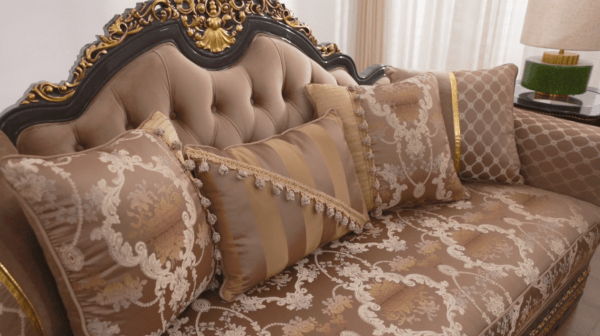 HD-9049 - Sofa - Brown / Black / Gold