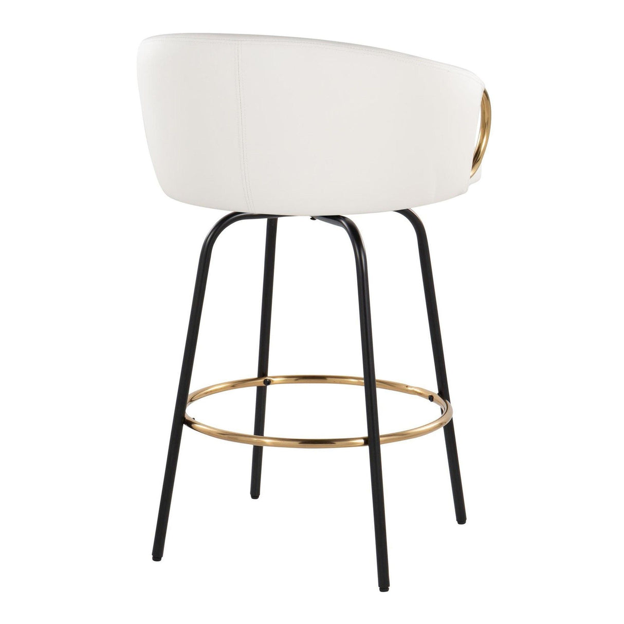 Claire - 26" Fixed-Height Counter Stool With Swivel And Round Gold Metal Footrest (Set of 2) - Black Metal