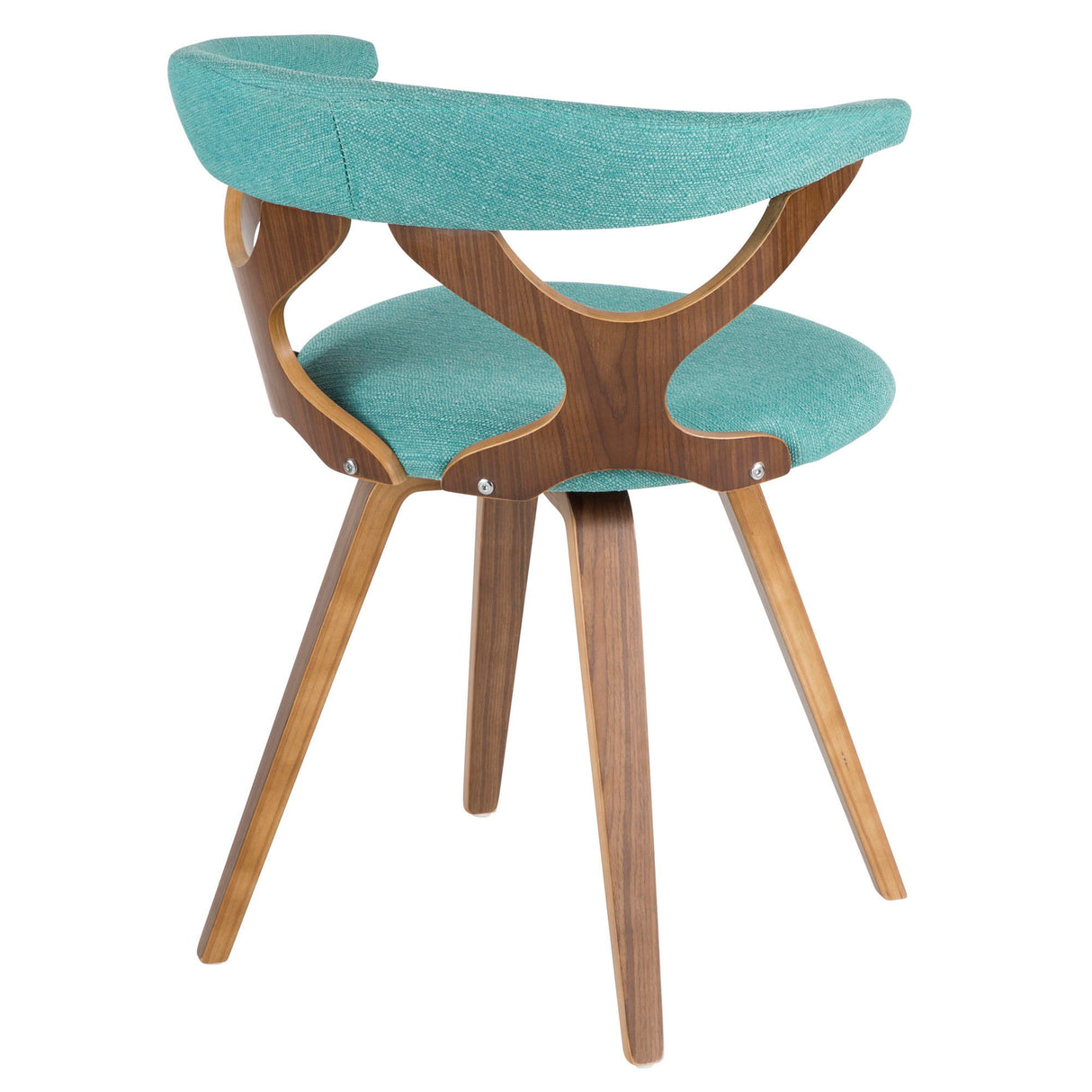 Gardenia - Dining / Accent Chair With Swivel - Walnut Wood And Teal Fabric