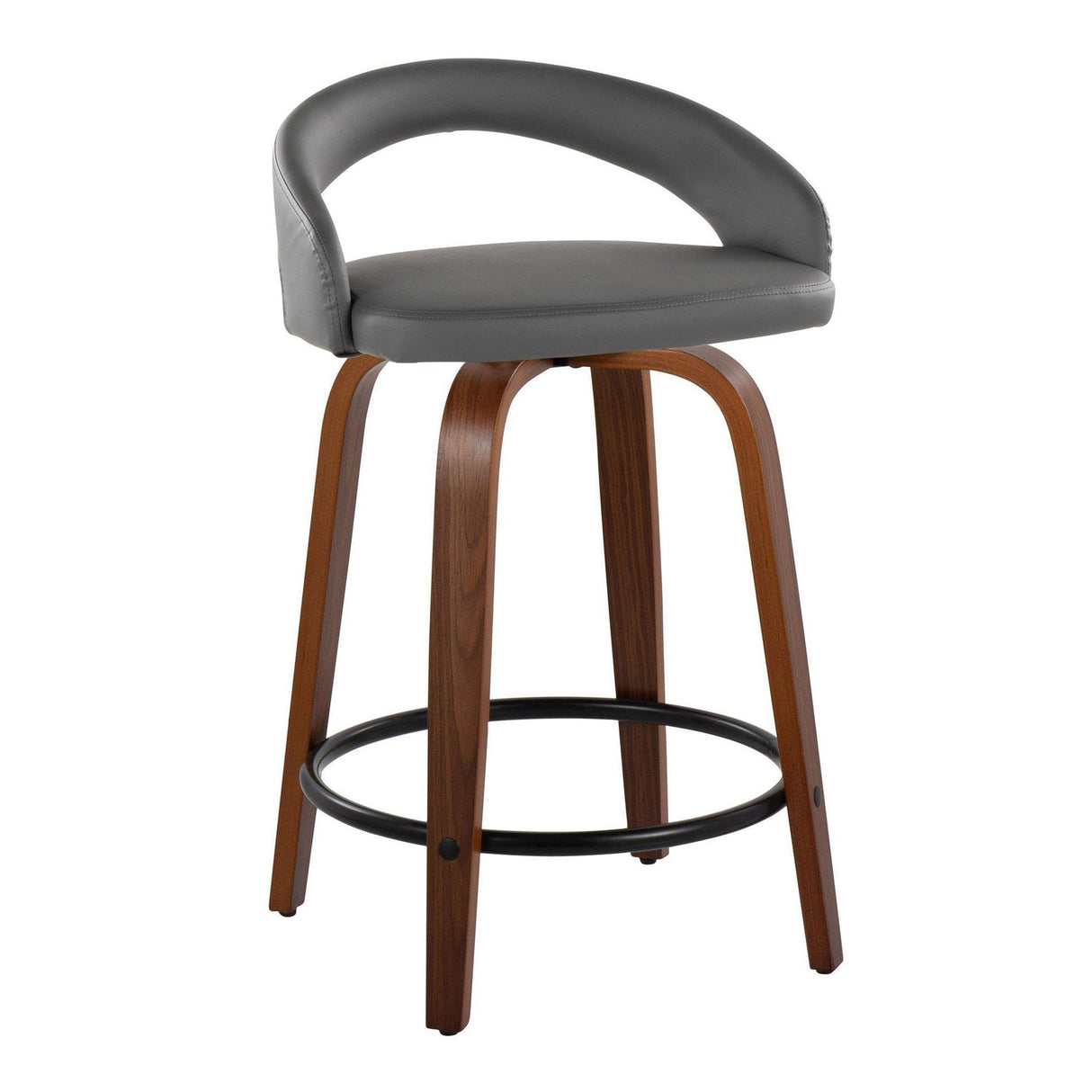 Grotto - 31" Upholstered Fixed-Height Counter Stool (Set of 2) - Walnut Wood Base