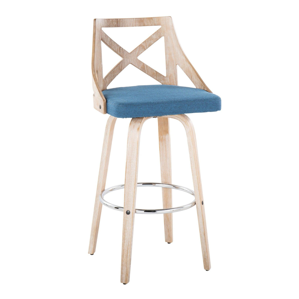 Charlotte - 30" Fixed-Height Barstool (Set of 2) - White Washed Frame