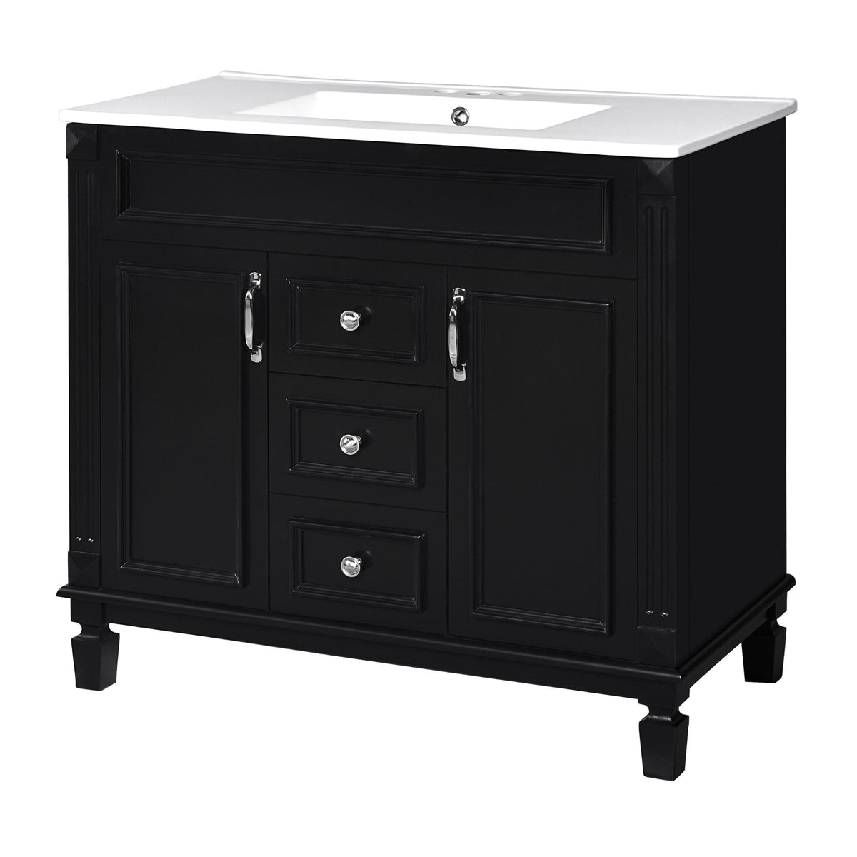 Bathroom Vanity With Top Sink, Cabinet With 2 Soft Closing Doors And Drawers