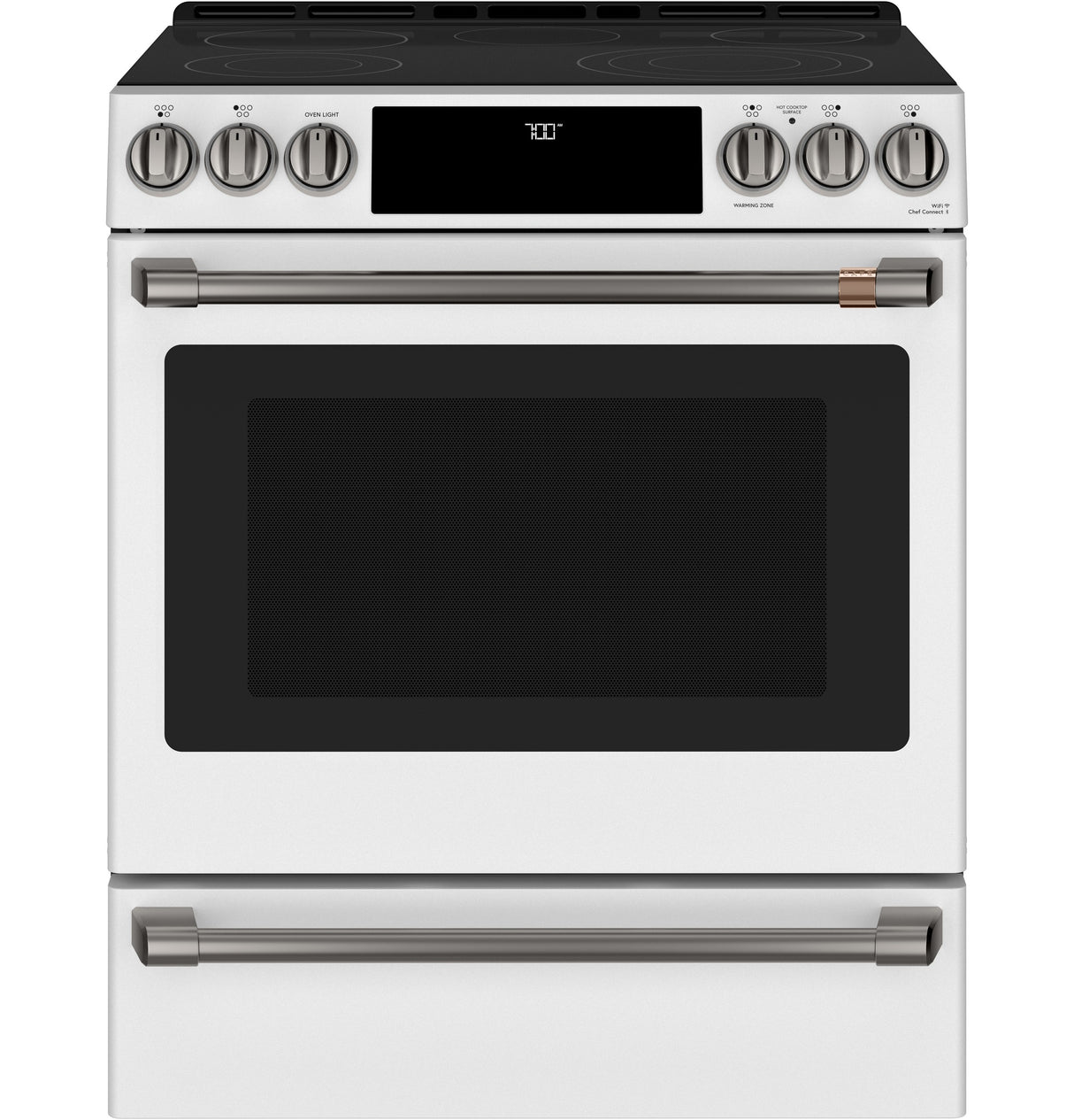 Caf(eback)(TM) 30" Smart Slide-In, Front-Control, Radiant and Convection Range - (CES700P4MW2)