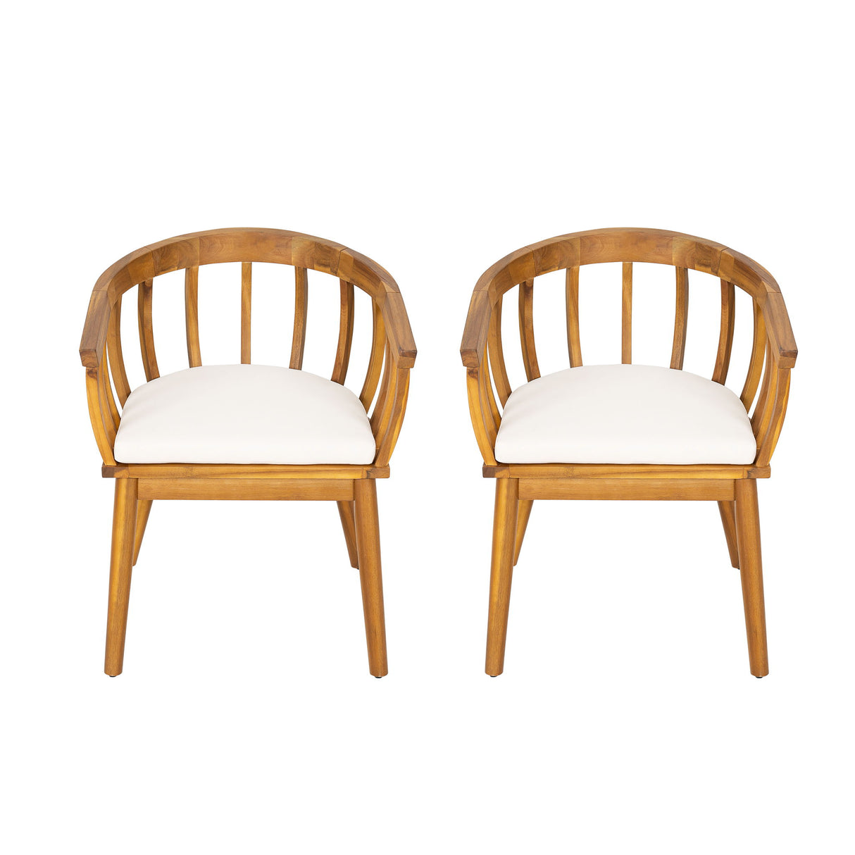 Klismos - Dining Armchair (Set of 2) - Teak / Beige