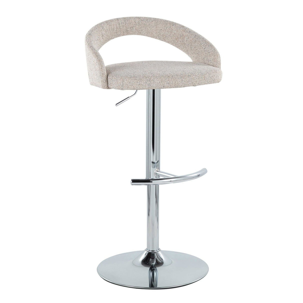 Grotto - Upholstered Adjustable Barstool - Chrome Metal Base
