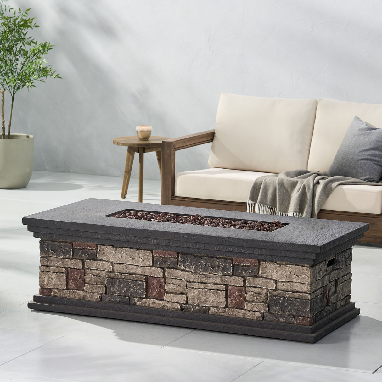 Fire Pit With Lightweight Concrete And Steel Frame
