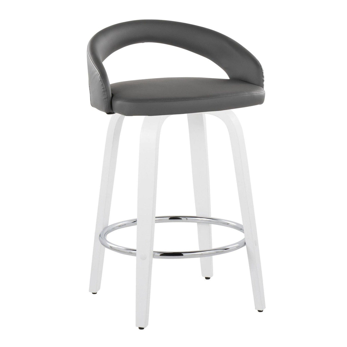 Cinch - Contemporary Fixed-Height Swivel Counter Stool (Set of 2) - White Wood Frame