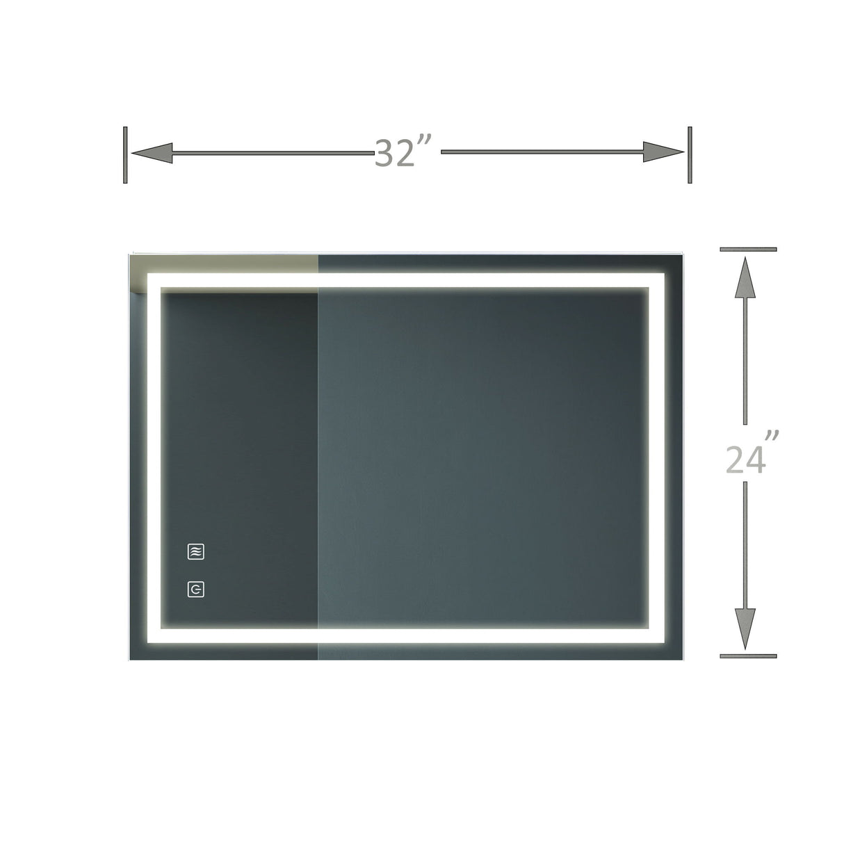 Bathroom Vanity Rectangle Mirror With Front Lighting, Anti Fog, Dimmable, Smart Memory Function