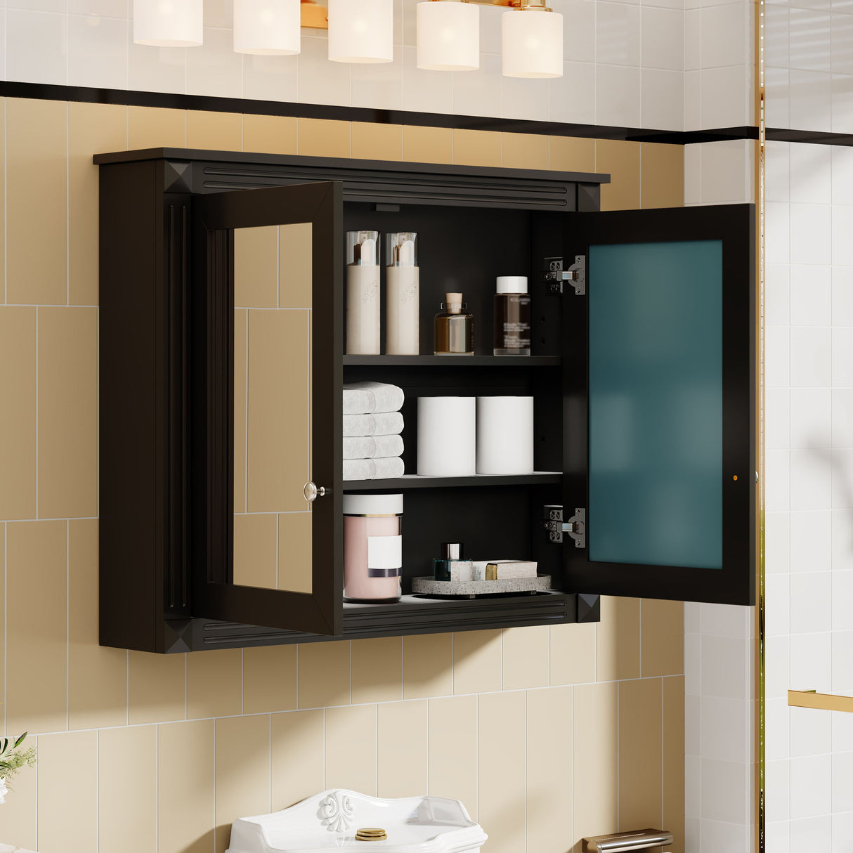 Wall-Mounted Medicine Cabinet With 2 Mirrors, Adjustable Shelves