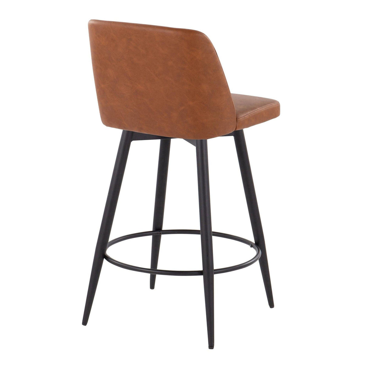 Toriano - 26" Fixed-Height Faux Leather Counter Stool (Set of 2) - Black Round Base